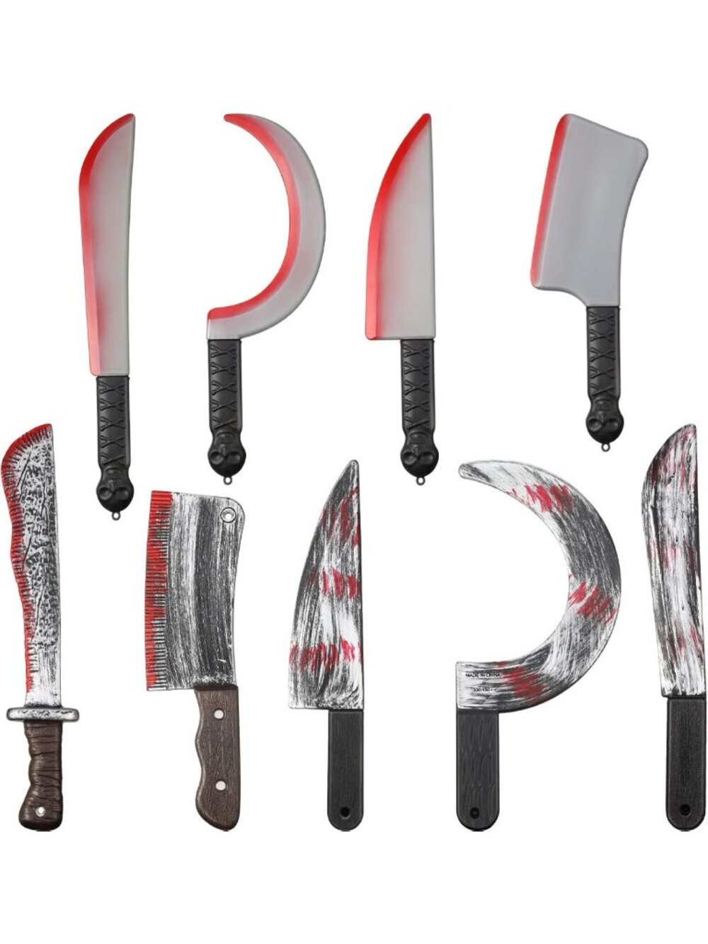 9-Piece Halloween Fake Blood Knife Set - Creepy Props for Parties & Costumes